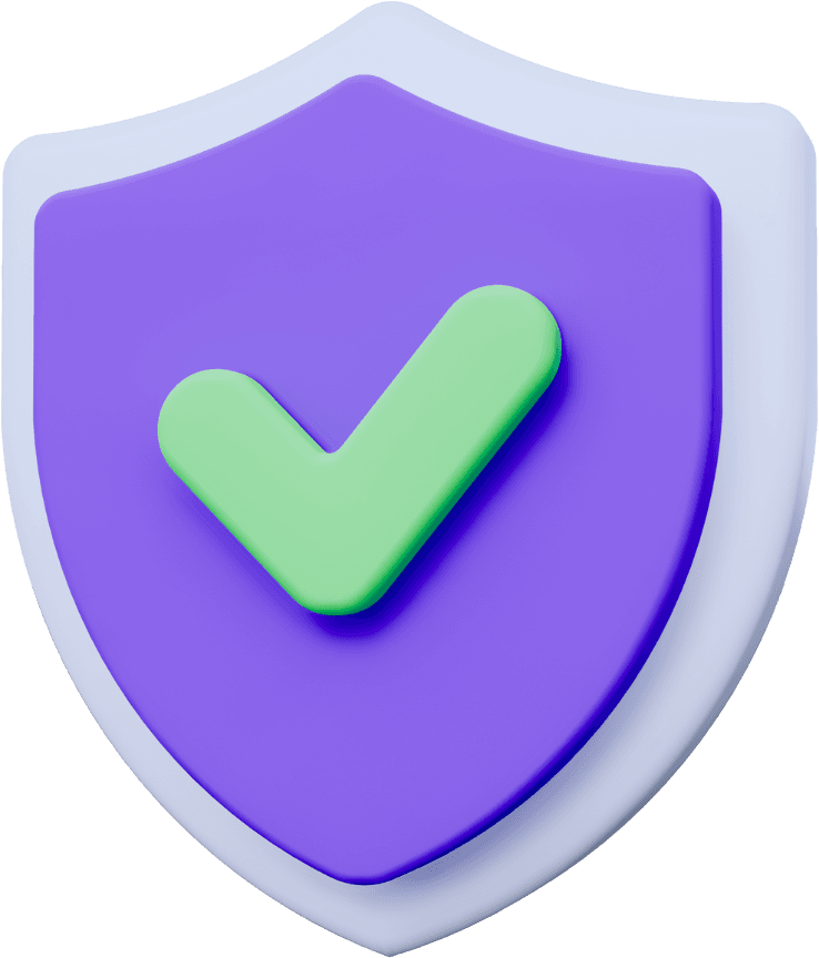 A purple shield with a green checkmark symbol in the center, representing robust protection in review monitoring tools.